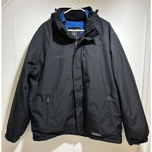 Free‎ Tech Men's Large Winter Coat Jacket Removable Hood  Zip Lined Black/Blue